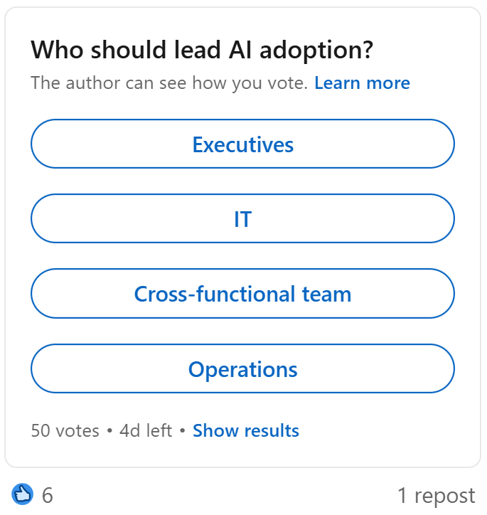 Poll: Who should lead AI adoption?