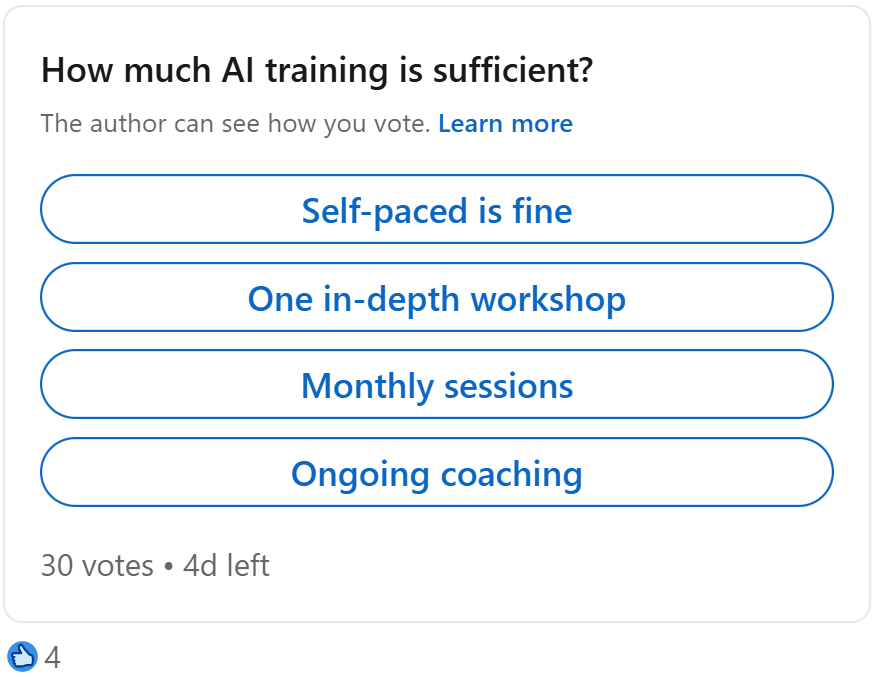 Poll: How much AI training is sufficient?