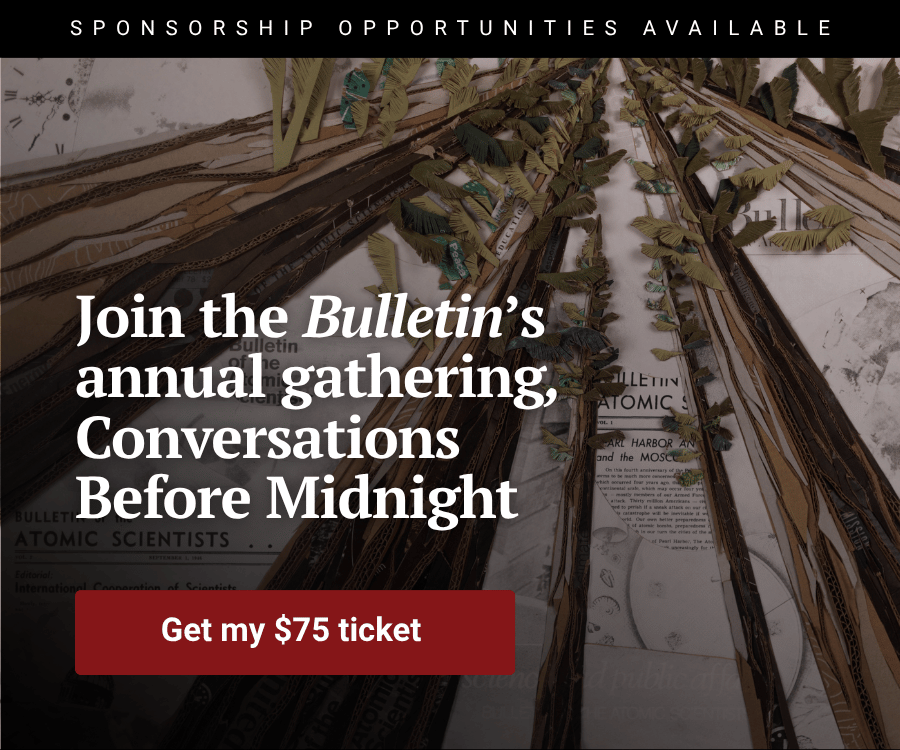 Join the Bulletin's annual gathering, Conversations Before Midnight. Button: Get my $75 ticket. Sponsorship opportunities available.