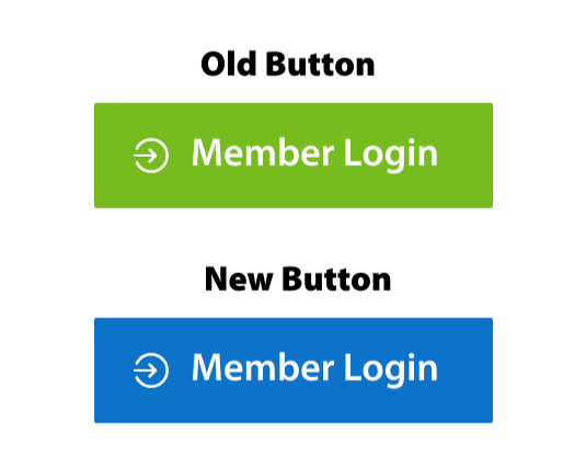 Member and Employer Login button color change comparison. (Green to Blue, Orange to Navy)