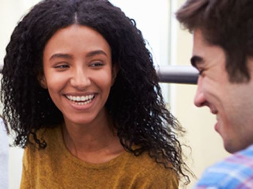 A student and academic advisor talking A student and academic advisor talking