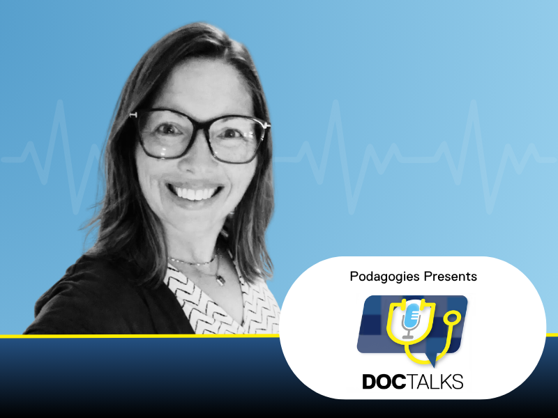 Dr. Jill Bailey smiling beside the DocTalks logo.