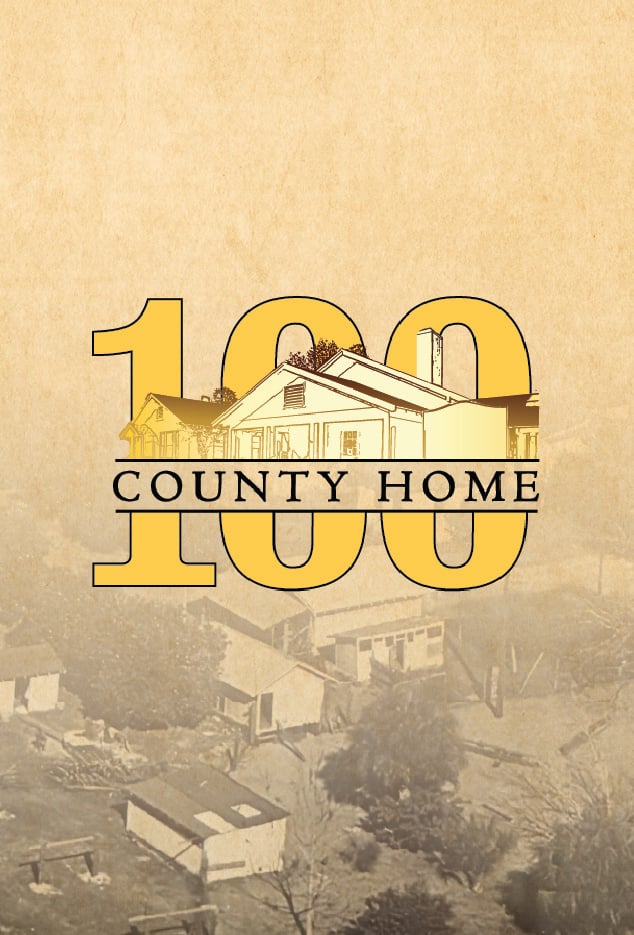 gold County Home 100 logo with sepia aerial shot in background