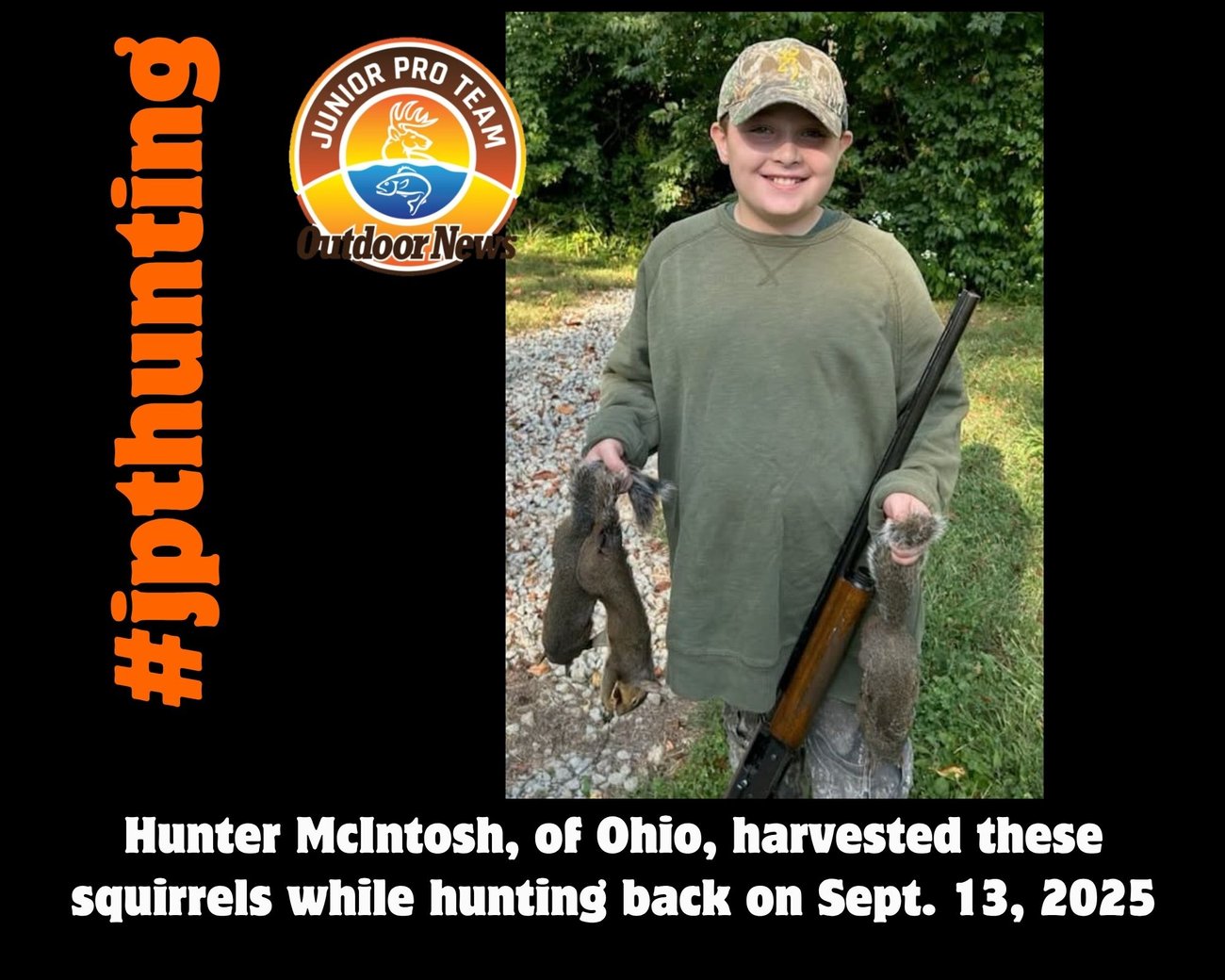 Hunter McIntosh, of Wilmington, OH harvested these squirrels while hunting in Clinton County on Sept. 13, 2025