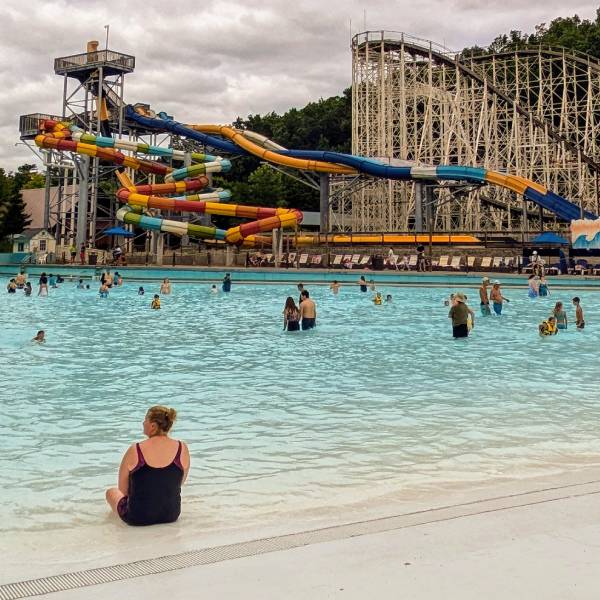 great escape wave pool, waterslides, and coaster
