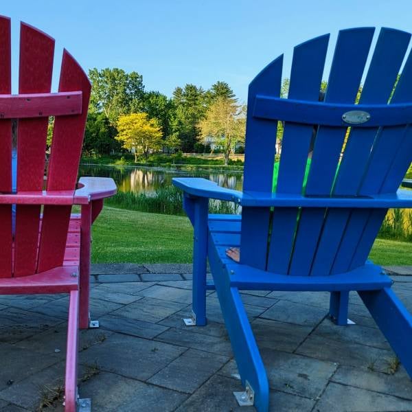 adirondack chairs by pond adirondack chairs by pond