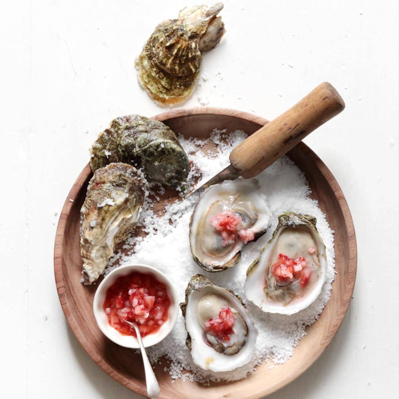 oysters with strawberry mignonette