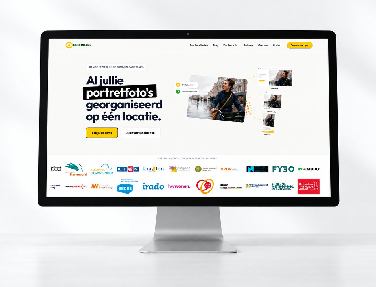 De nieuwe website van Beeldbank op een beeldscherm