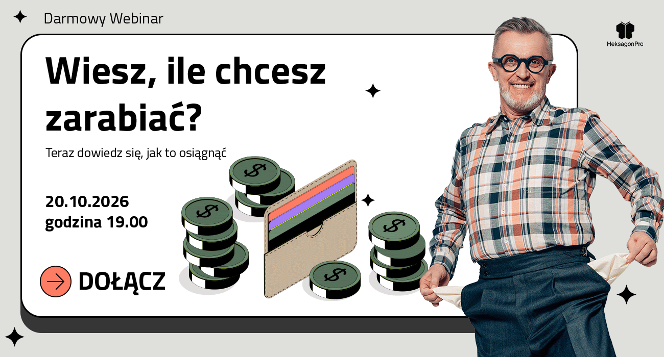 Webinar graphic showing coins, a wallet, and a smiling man pulling out empty pockets