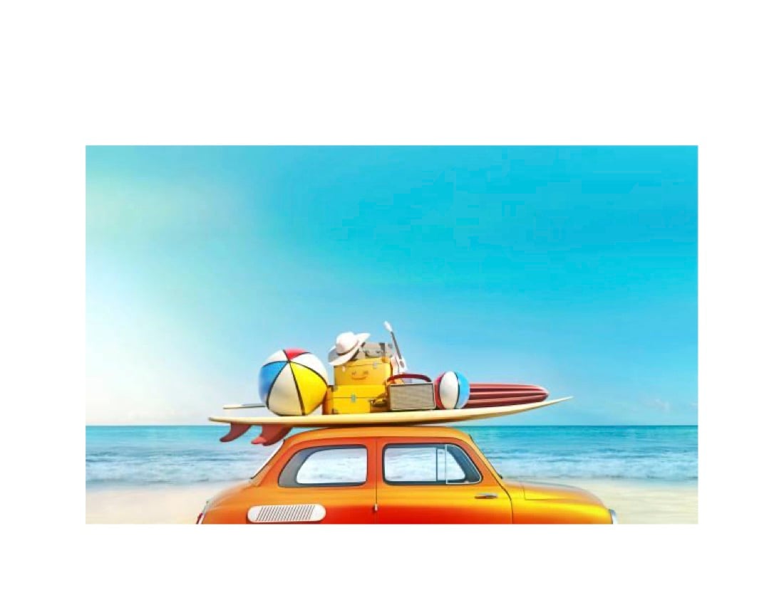image of a vheicle on beach with surfboard