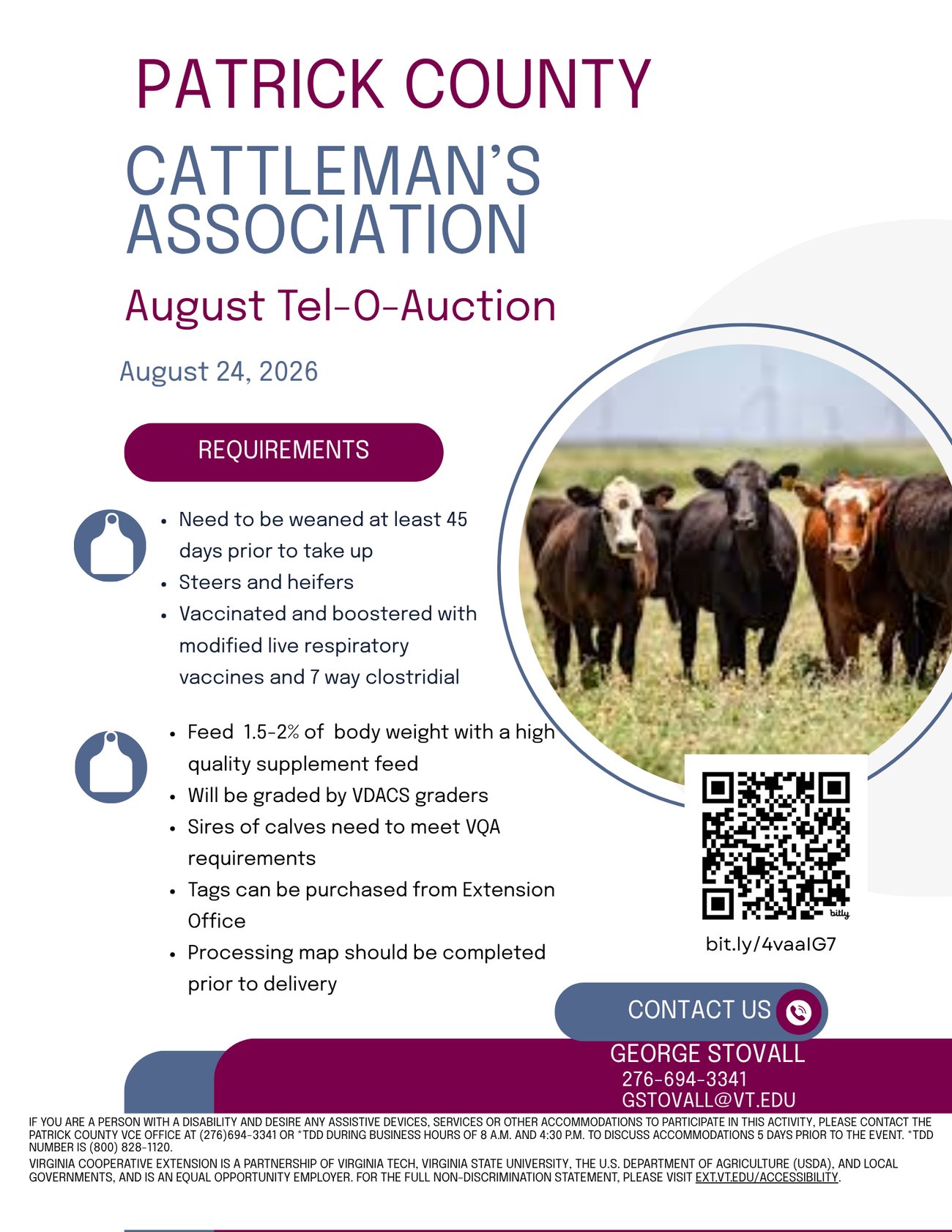 A flyer with the above information on it, including a photo of feeder calves standing in a pasture A flyer with the above information on it, including a photo of feeder calves standing in a pasture