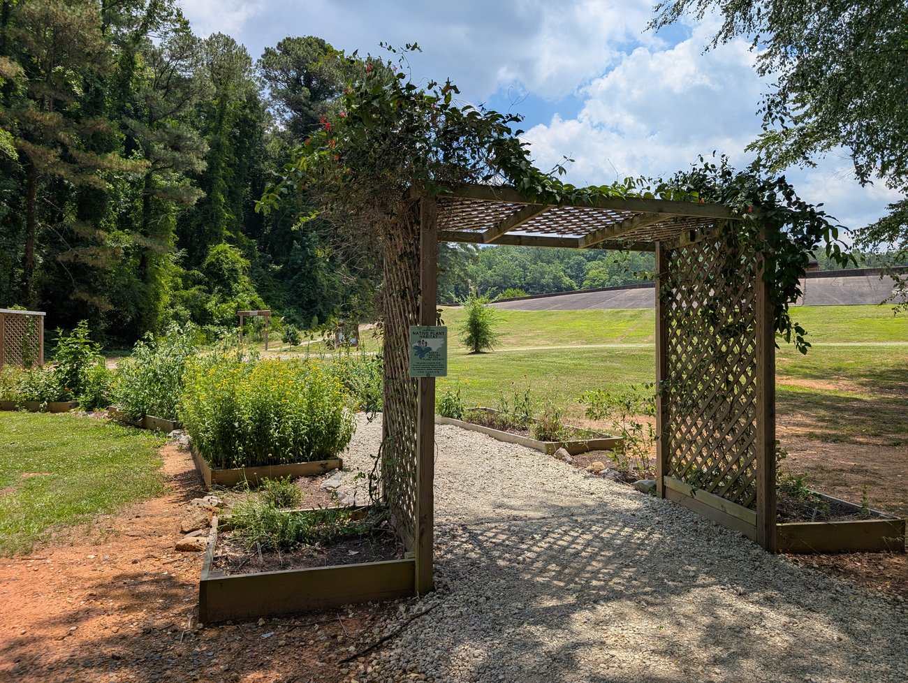 NC Native Plant Society Garden Certification sign at San Lee Park