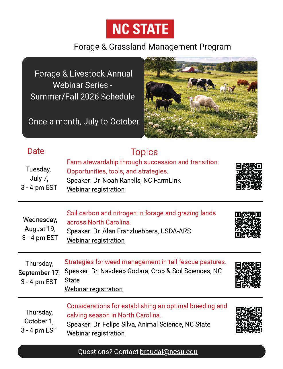 forage and livestock webinar series flier