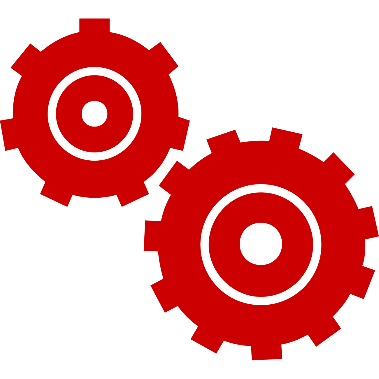 A graphic icon depicting two interlocking gears.