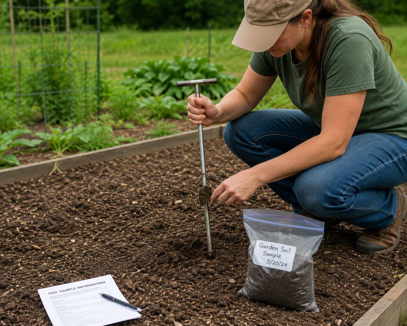 woman testing soil