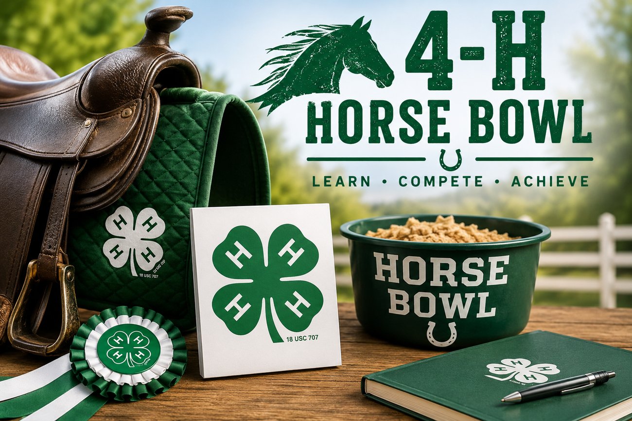 4-H horse bowl poster with saddle and bowl