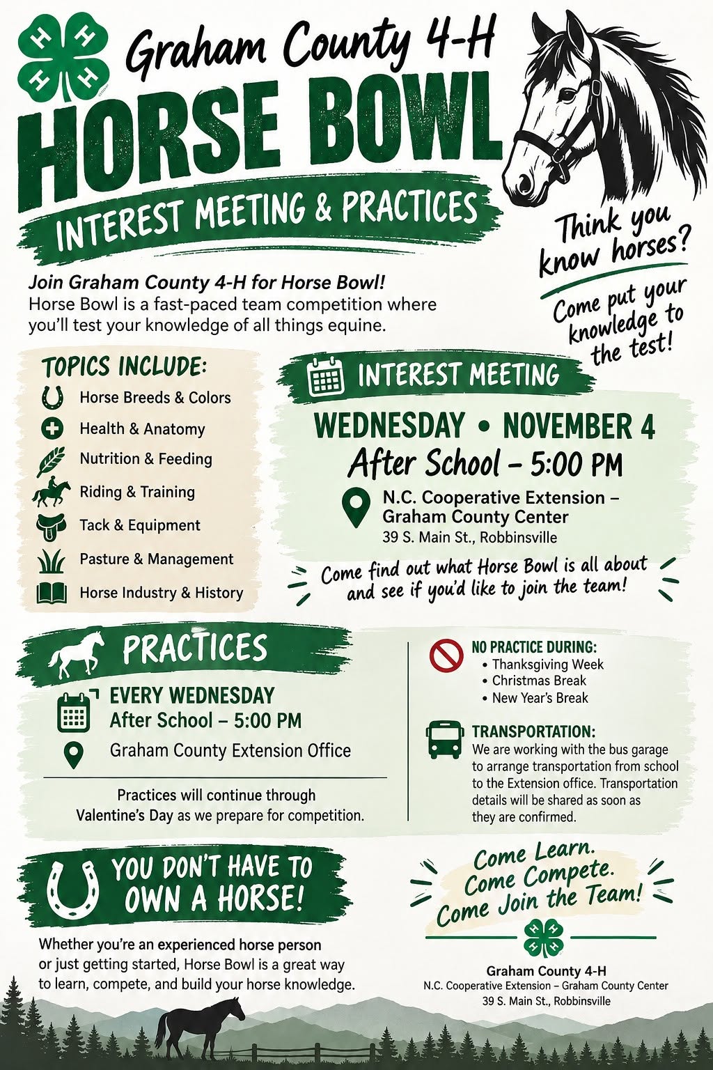 HorseBowlInterest Meeting Flyer with details