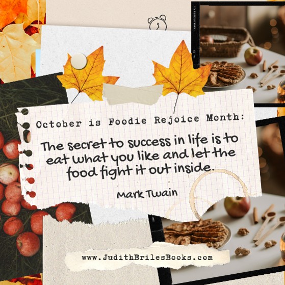 A fall-themed collage featuring a foodie quote, maple leaves, apples, and pastries A fall-themed collage featuring a foodie quote, maple leaves, apples, and pastries