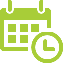 A digital graphic of a calendar and a clock.