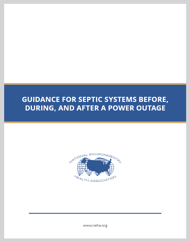 Screenshot of the document "Guidance for Septic Systems Before, During, and After a Power Outage" from the National Environmental Health Association.