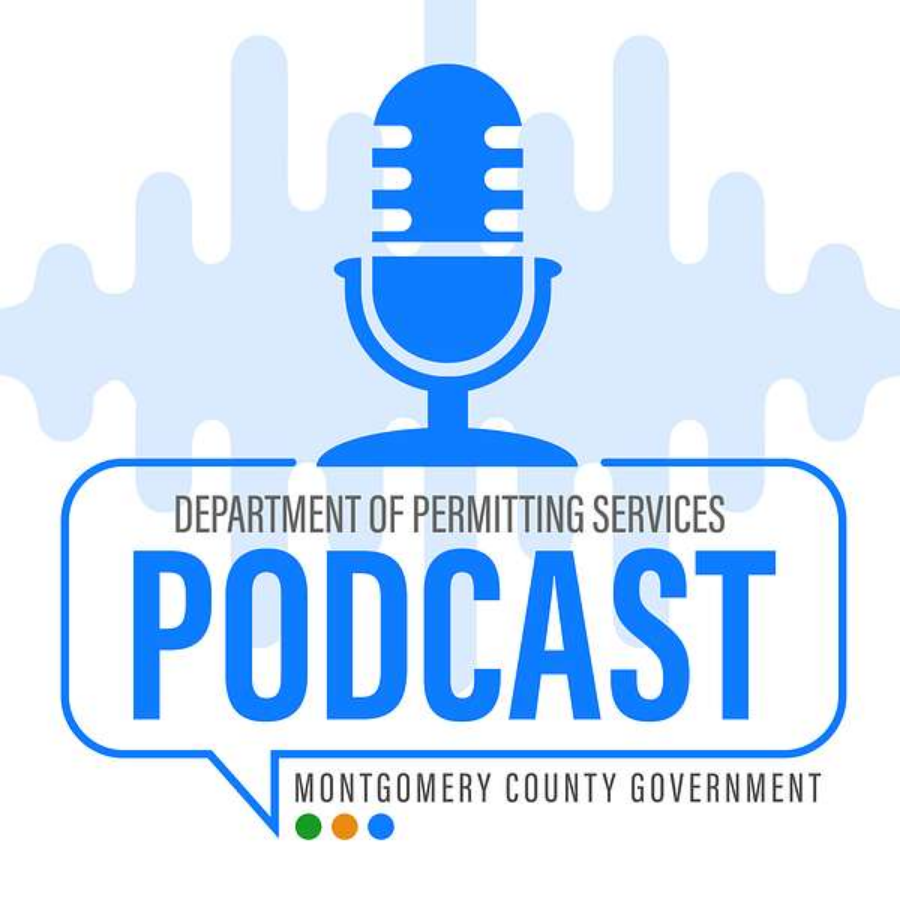 Logo of the Montgomery County Government Department of Permitting Services Podcast.