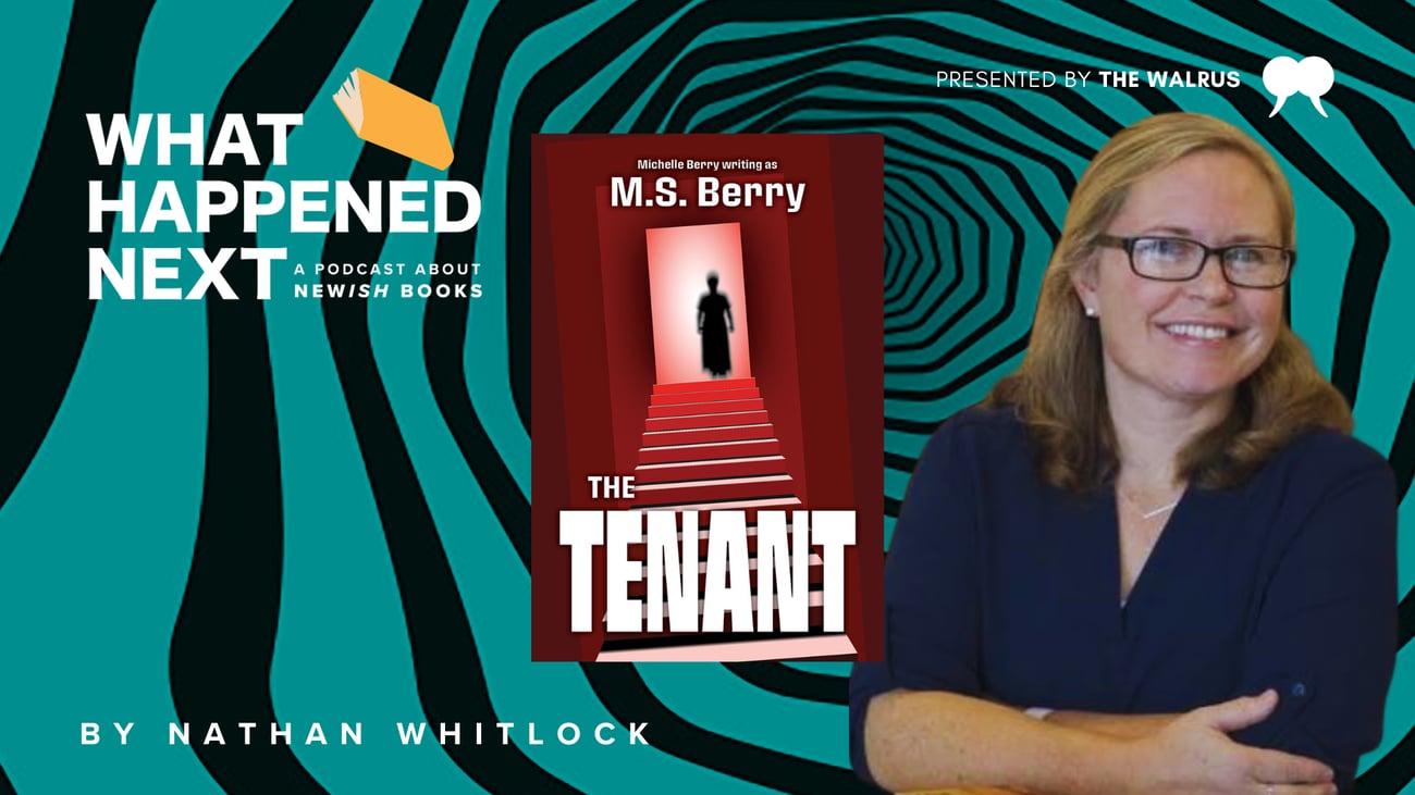 A picture of Michelle Berry with the book cover of The Tenant in the background.