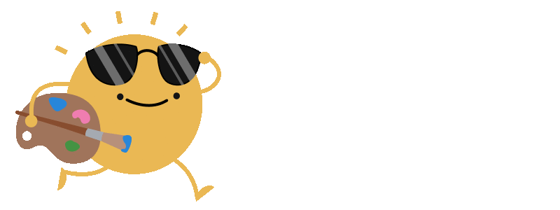 Sunny character running with color palette