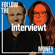 A split portrait of a man and a woman with the words 