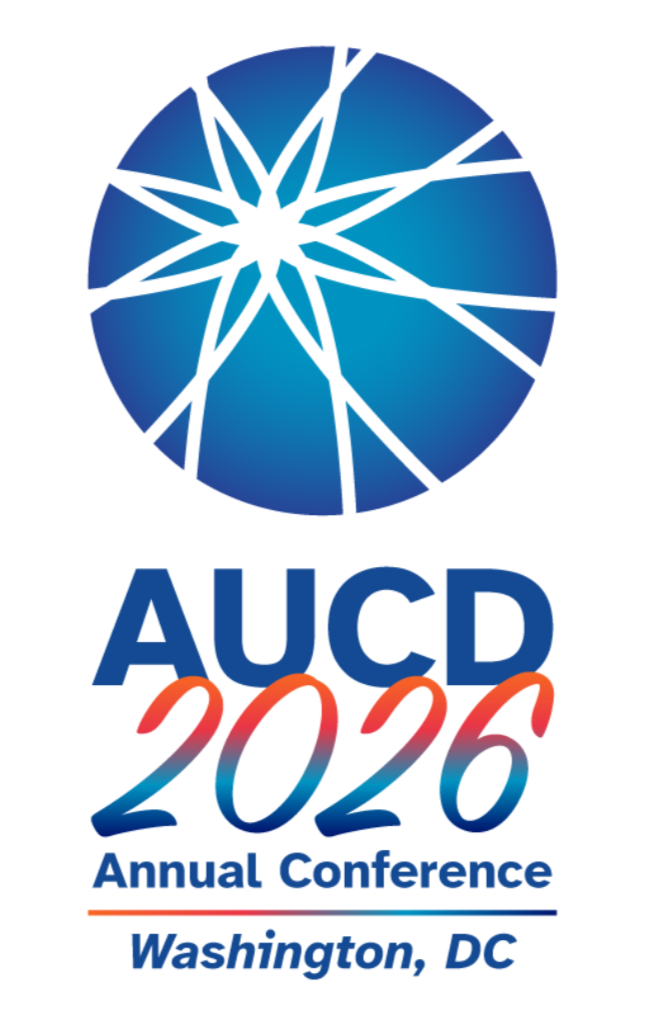AUCD 2026 Annual Conference logo with a blue circular starburst emblem above the text “AUCD 2026 Annual Conference” and “Washington, DC,” on a white background.