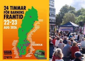 Affisch och bild från torg om manifestation för klimatet