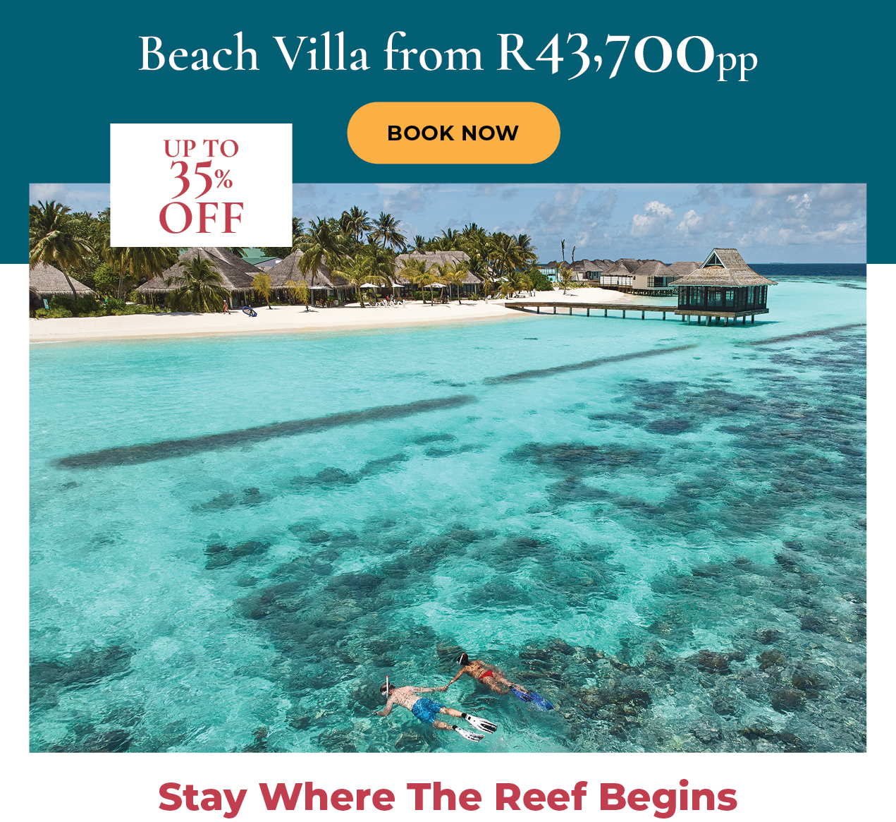 Beach Villa accommodation from R46,000pp - Up to 40% Discount
