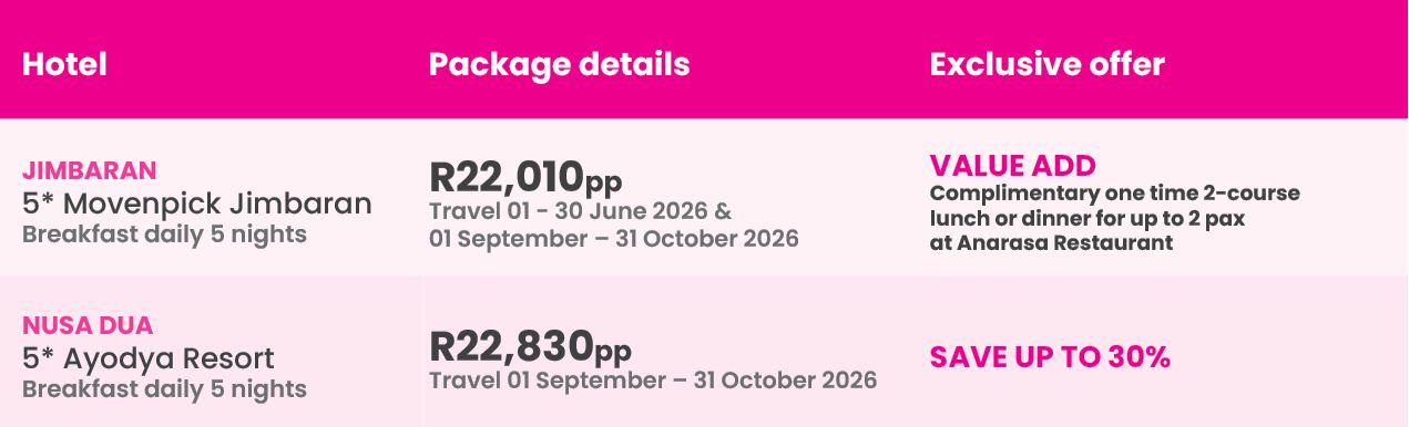 Pink Ticket Packages