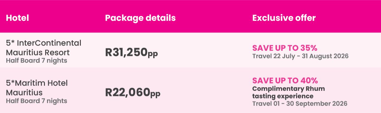 Pink Ticket Packages