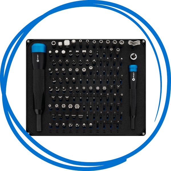 Manta Driver Kit on a white background in a blue scribble circle.