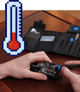 Gif of the new Game Console Toolkit with a skyrocketing thermometer indicating overheating.