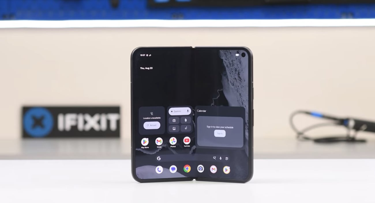 The Pixel 11 Pro Fold sits on our teardown table.