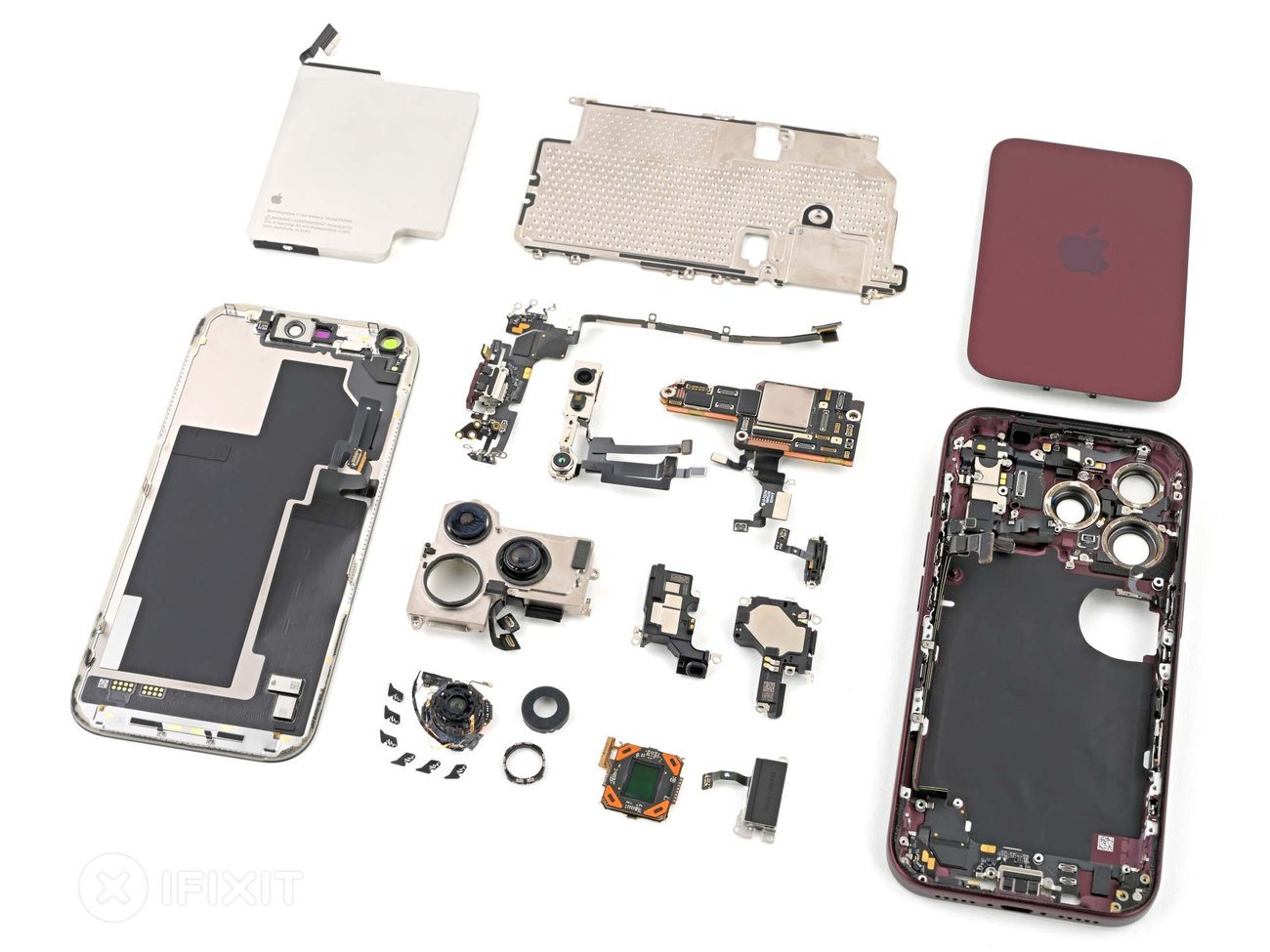 A fully disassembled iPhone 18 Pro