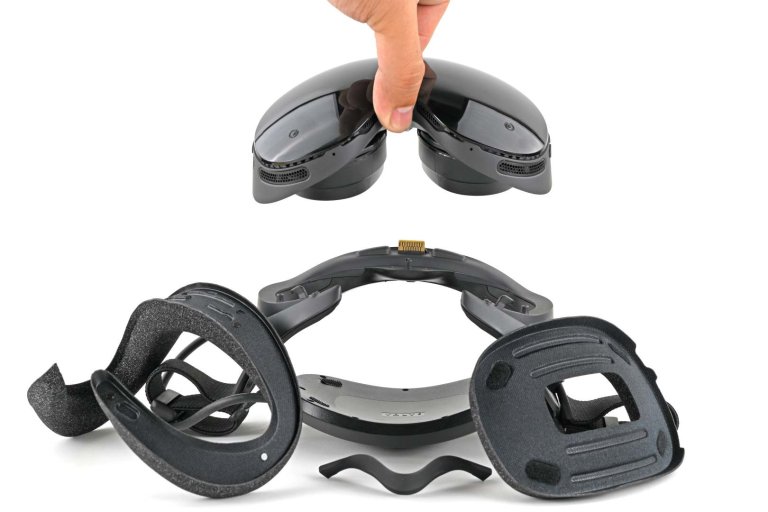 Removing the display assembly from the Steam Frame VR headset