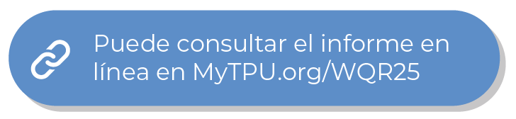 Un botón azul con el texto «Puede leer el informe en línea en MyTPU.org/WQR25».