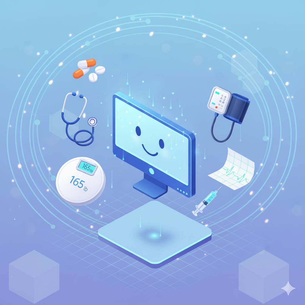 Gemini Image of friendly computer assisting with health management