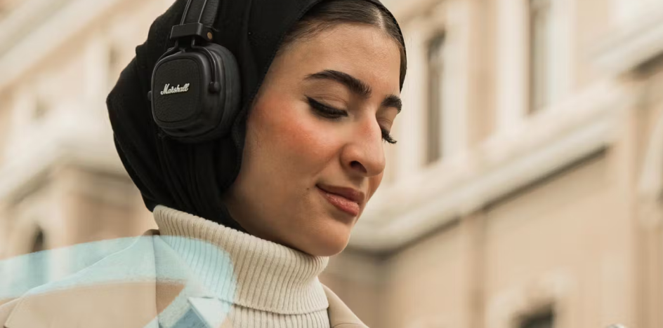 Photo of someone wearing headphones