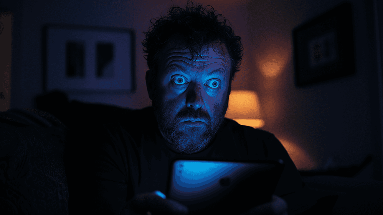 Man staring at his screen