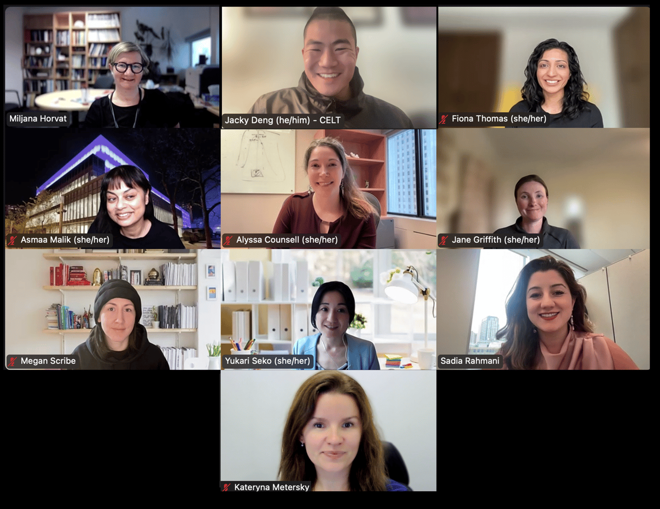 Participants smiling with Yukari Seko in a screen capture of the zoom event.