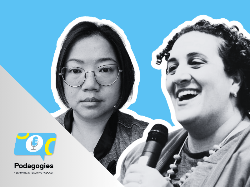 Dr. May Friedman and Fiona Cheuk and the Podagogies logo