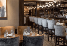 an elegant dining area and bar an elegant dining area and bar