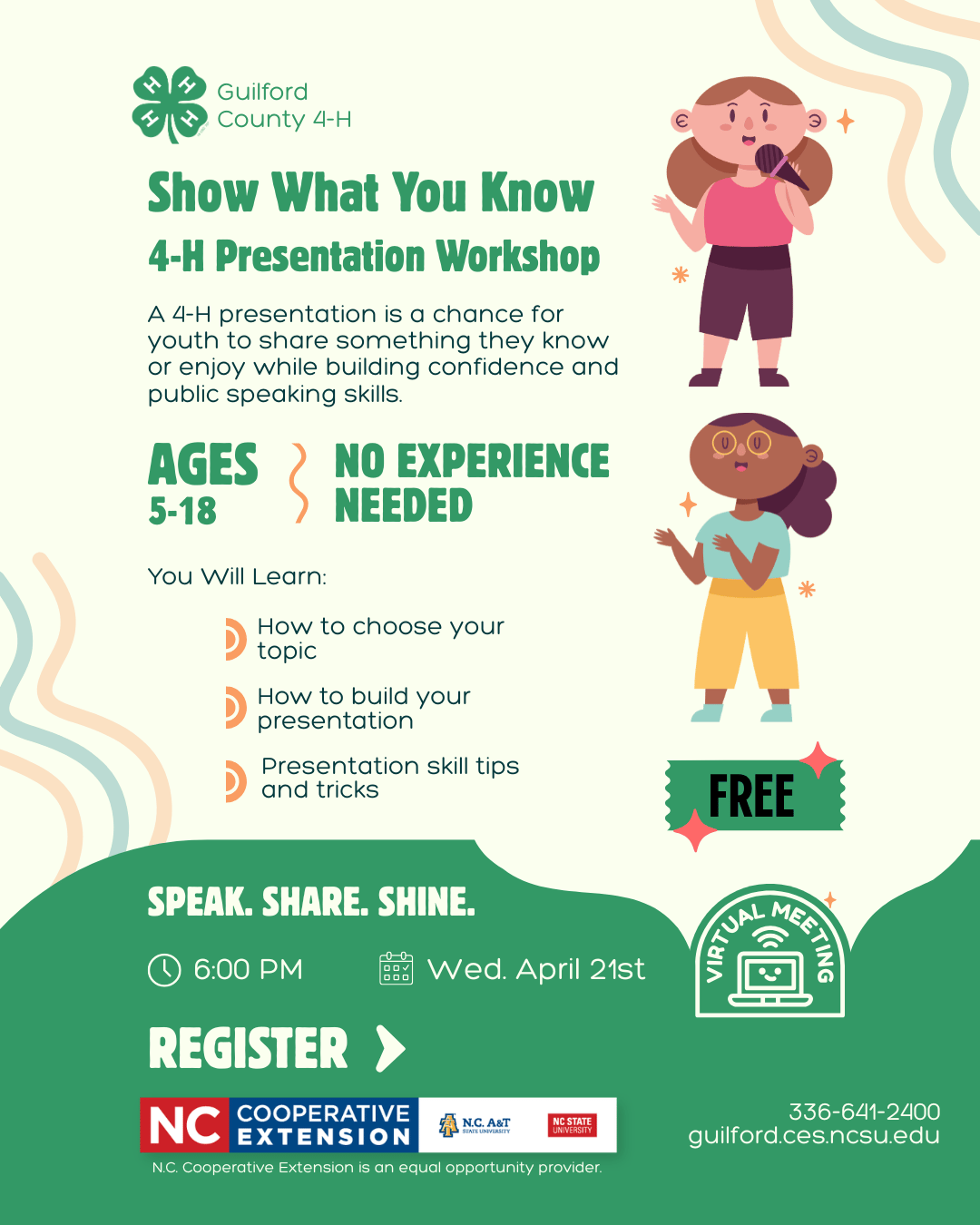 4-H presentation workshop. Click to register