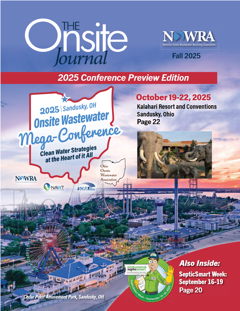 A screenshot of the white paper "The National Septage and Portable Sanitation Disposal Crisis" published by the National Assocation of Wastewater Technicians (NAWT).
