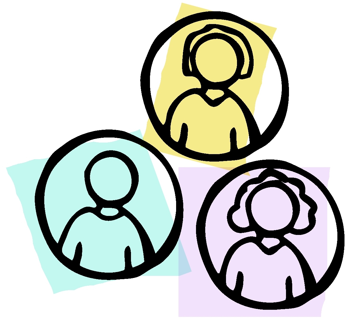 Three portraits in frames