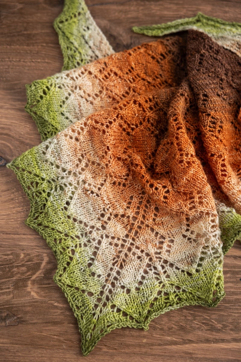 Heathered Sunset Shawl +
Pumpkin Patch