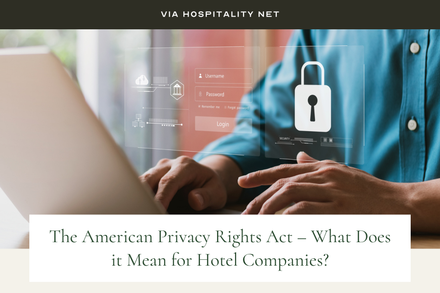 Via Hospitality Net image: person typing on laptop with data protection concept overlay